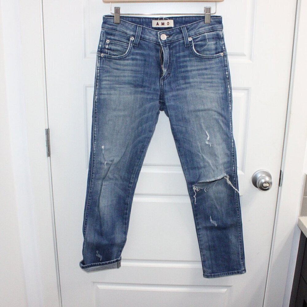 Amo Jeans Kate Crop Ankle Size 26 Distressed Mid Rise Revolve